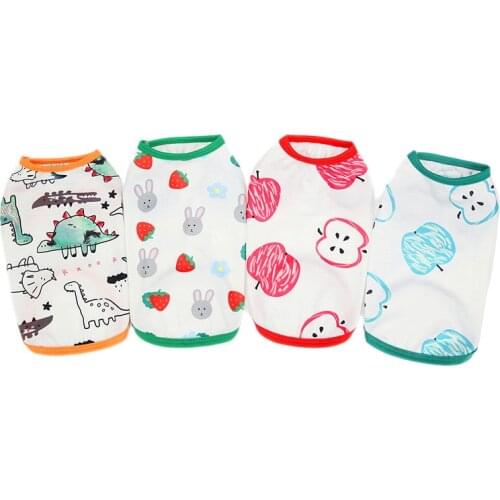 Spring and Summer Fashion Print Cartoon Dog Vest Small Pet Dog Cat Cute Shirt Puppy Clothes