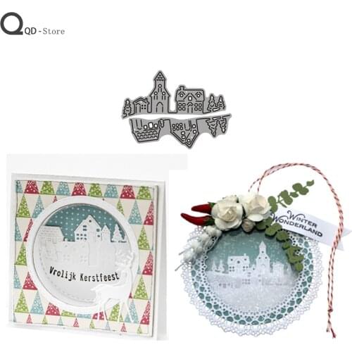Town Model Cutting Dies Stamps Dies Scrapbooking Mold Cut Childrens Handmade Tools DIY Craft Decoration Metal Cutting Dies New