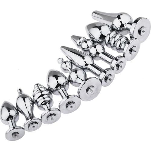 Adult fun game toy anal vagina plug electric shock pulse physiotherapy massager accessories solid metal anal plug