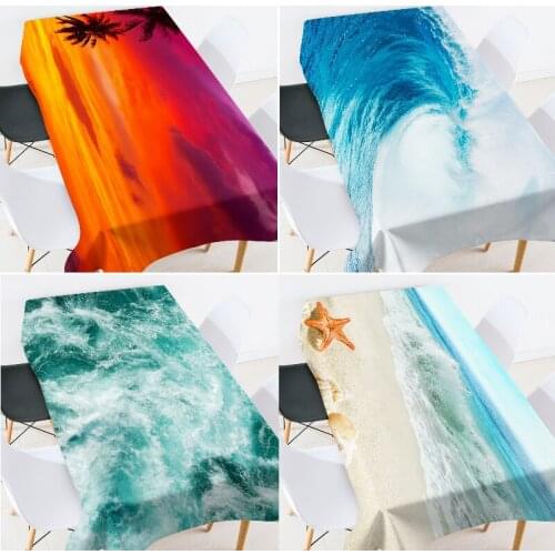 Sea wave landscape lace tablecloth wedding table cloth dining table decor table cloth waterproof party table cloth tablecloth