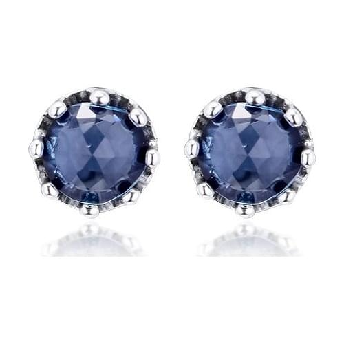 Blue Sparkling Crown Stud Earrings 925 Sterling Silver Jewelry For Woman Make up Fashion Female Earrings Party Jewelry