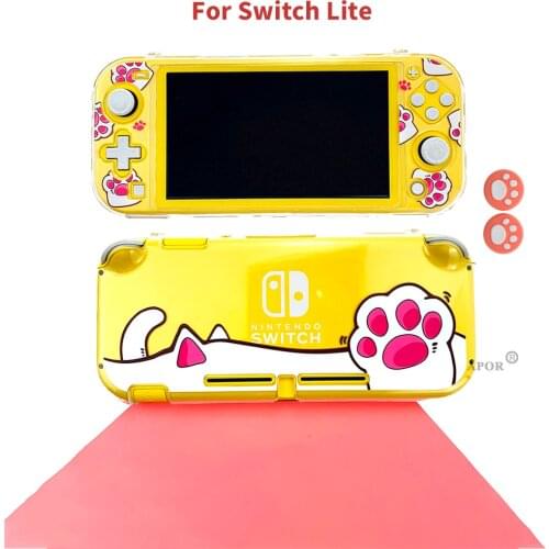 Cat Paw Crystal Shell PC Hard Case For Nintendo Switch Lite Housing Frame Transparent Protective Cover Accessories for NS Mini