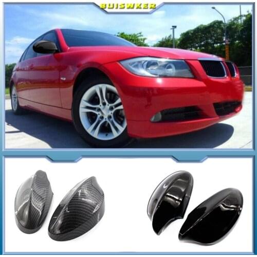 1 Pair Rear View Mirror Cover Caps for BMW E90 E91 325I 328I 330I Sedan 2005-2008 Gloss Black Side Mirror Covers