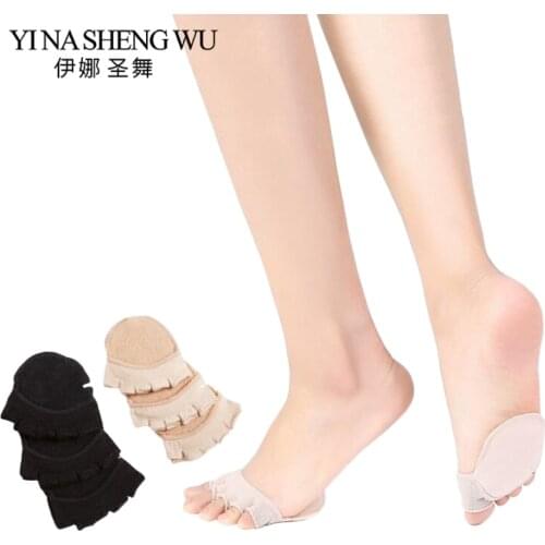 1 Pair Breathable Cotton Invisible Five Finger Socks Forefoot Pad Metatarsal Sore Nursing Open Toe Socks Belly Dance Yoga Socks