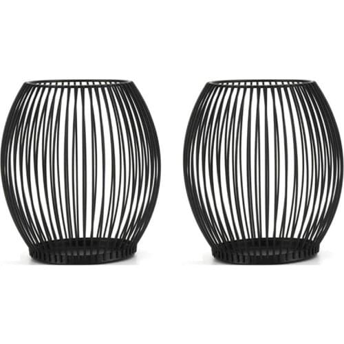 2 Pack Iron Birdcage Shape Candle Holder,Lantern Metal Candlestick,Candlelight for Home Dining Tables Decor,Black CNIM Hot