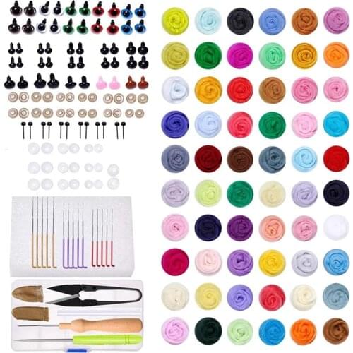 KAOBUY 204PCS Needle Felting Kit For Beginner, 60 Colors Wool Roving, Wool Felting Tool Kit Foam Mat Needle Felting Supplies