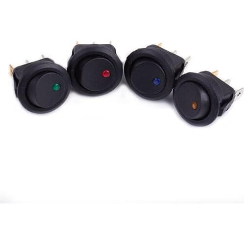 4Pcs 3 Pin SPST ON/OFF Waterproof Switch Car Round Rocker Toggle Switch Push Button Switches With LED Light