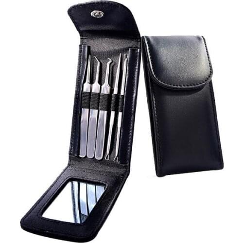 5PCS Acne Needles With Mirror Stainless Steel Blackhead Remover Tool Comedone Extractor Facial Removal Pimple Whitehead Cleanser