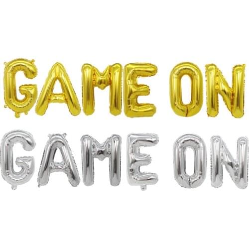 50set 16inch Gold Silver GAME ON Birthday Foil Balloon Aluminum Ballon Kids Birthday Children Party Home Garden Decor