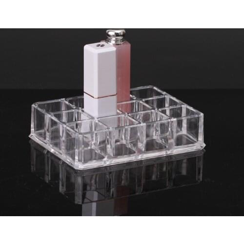 12 Grids Acrylic Lipstick Holder Cosmetic Storage Box Makeup Organizer Desktop Nail Polish Stand Makeup Brush Box Lip Gloss Case