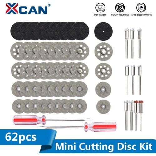 XCAN Diamond Cutting Disc Circular Saw Blade 62pcs 3.0mm Shank Mini Saw Blade Metal Cut off Wheel Disc for Dremel Rotary Tools