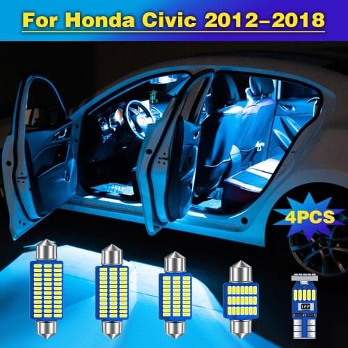 4pcs Error Free Auto LED Bulb Car Interior Dome Reading Light Trunk Lamp For Honda Civic 2012 2013 2014 2015 2016 2017 2018