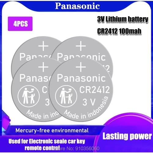 4pcs/lot Panasonic CR2412 3V Lithium Button Coin Battery for Swatch Watch Key Fobs Batteries Cell for Car Controller CR 2412