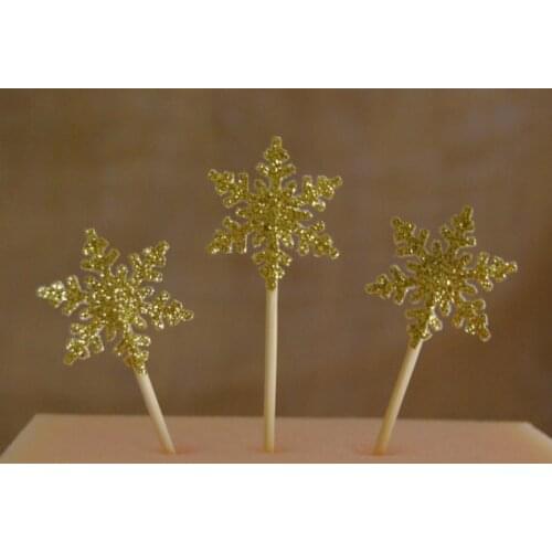 Glitter Snowflake Christmas Cupcake Toppers Engagement Party Bachelorette birthday Wedding Bridal Shower Night food picks