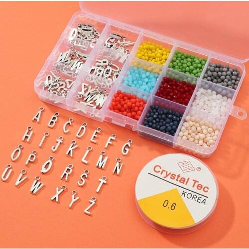 1 Box Faceted Crystal Glass Beads for Jewelry Making Letter Charms for Bracelet Jewelry Diy