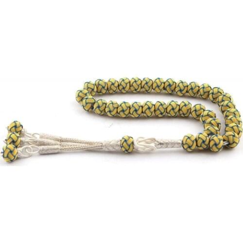 925 Sterling Silver Handmade Rosary with Blue and Yellow color and Trabzon Kazas Style