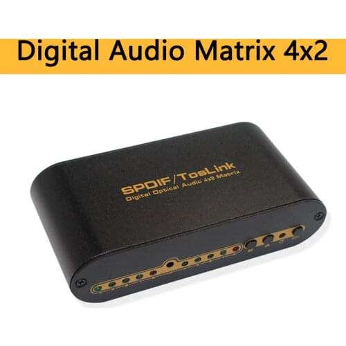 Digital Audio Matrix 4x2 Switcher SPDIF Toslink Optical Splitter Digital Premium Quality 4 in 2 out
