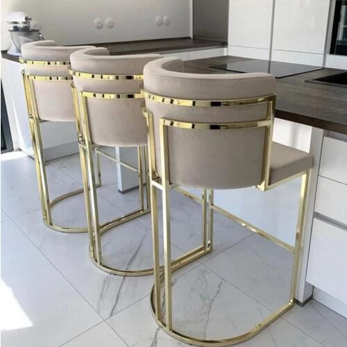 Hot Sales High Counter Chair Stainless Steel Velvet Upholster Bar chair Bal Stool For Home Hotel Wedding