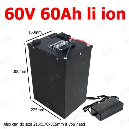 GTK 60v 60ah lithium ion battery BMS 16s li ion for 6000W bike Tricycle scooter motorcycle Lead acid replacement + 10A charger