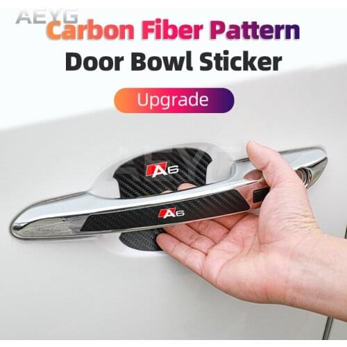 Carbon Fiber Car Door Handle Anti-Scratches Sticker Vinyl Protective Decals For Audi A6 C5 C6 C7 Car Exterior Films Accessories