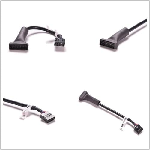 JETTING 1pcs USB 2.0 9Pin Motherboard Female to 20Pin USB 3.0 Housing Male Adapter Cable Black 12cm 480Mbps USB3.0 Data Cable