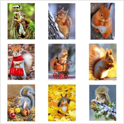 Kexinzu Diamond Painting Full Square/Round Drill 5D DIY "Animals Squirrel" 3D Daimond Embroidery Rhinestone Cross Stitch Decor