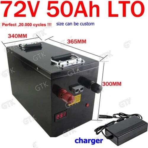 GTK Lithium titanate 72V 50AH LTO battery with 80A BMS for 3500W 5000W bike scooter Forklift motorcycle Tricycle +10A charger