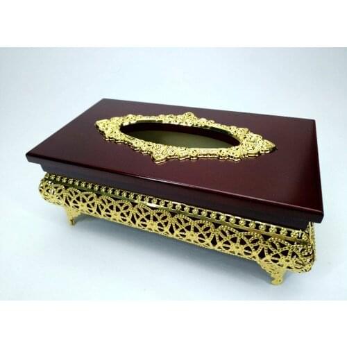 Small size gold wood tissue dispense with Imitation diamond inlay metal napkin holder tissue box covers dispensador papelZJH046s