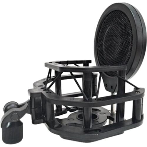 Microphone Shock Mount with Metal Filter Double Metal Mesh Layer Screen Microphone Shield for Microphone