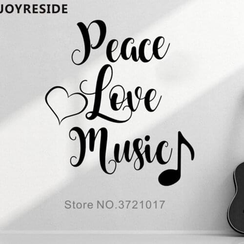 Peace Love Music Wall Decals Music Decal Home Music Style Modern Wall Stickers Love Life House Rooms Art Decor Vinyl M249