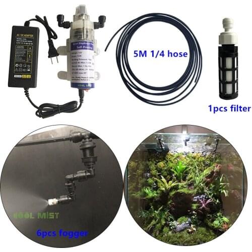 S294 Simulation of nature rainfall rainforest ecological tank spray humidifier silent atomization spray system 6pcs injectors