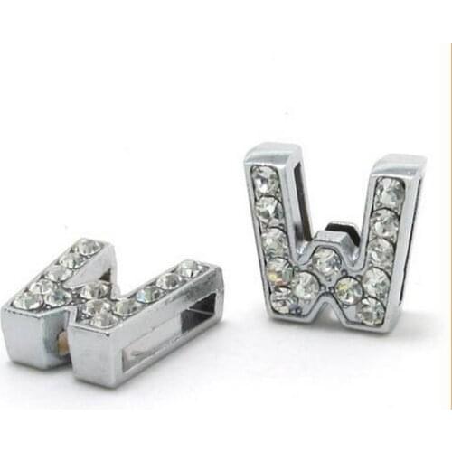 FASHIONAL! 8mm 50pcs *W* Slide letters Wear letters Fit Wristbands or Pet Collar DIY Accessories
