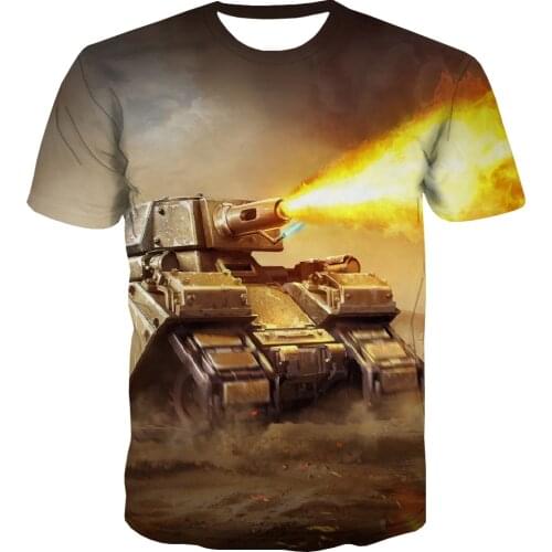 2021 New Cartoon War Tank T-shirt Warlord Funny T-shirt War T-shirt 3d Printing Summer Fashion Leisure Slim Mens T-shirt