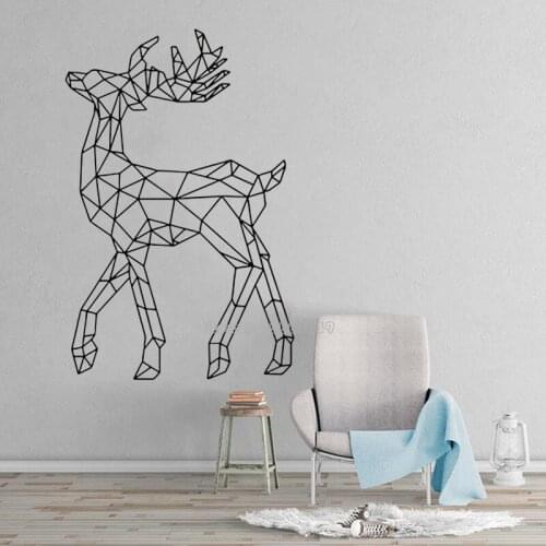 Deer Geometric Vinyl Wall Decal Sticker Nursery Decor Deer Decor Geometric Art Animals Outlines Home Decor Stickers Gifts LL323