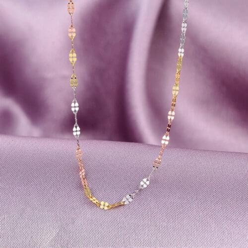 J.Lee Authentic Pure 18K Multi-tone Gold Necklace Lip-Link Chain 16 inch 18inch