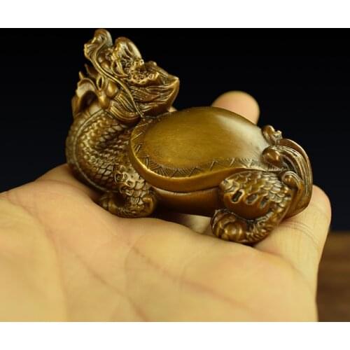 Regulating spirit Exorcism GOOD LUCK BRASS Dragon turtle hand pieces Spiritual Talisman bless safe bring Fortune money Good luck