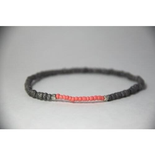 Silver Coral Grey Beaded Anklet Ankle Bracelet Stretch Anklet Stacking Bracelet Arm Band Boho Anklet