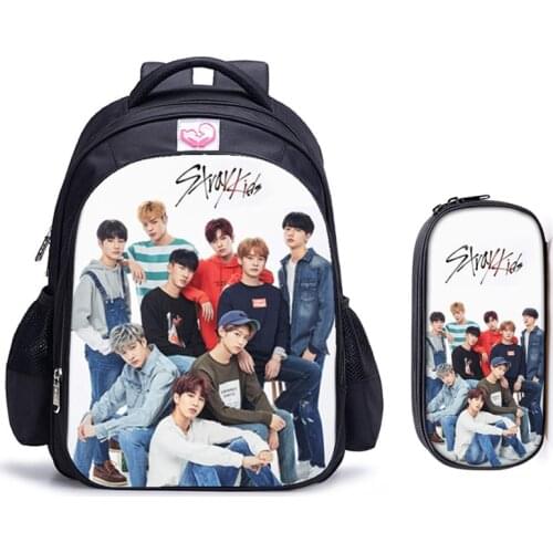 16 Inch KPOP Stray Kids WOOJIN CHANGBIN School Bag for Boys Girls Backpack Children School Sets Pencil Bag Toddler Schoolbag