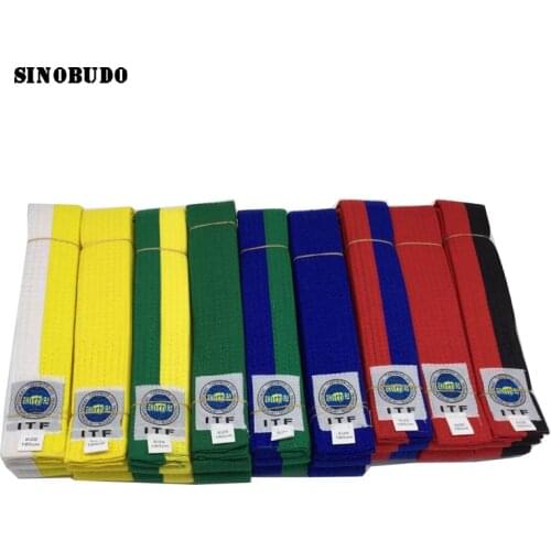 SINOBUDO Taekwondo Color Belt ITF WTF Taekwondo Belt Adult Children Cotton Taekwondo 180 cm