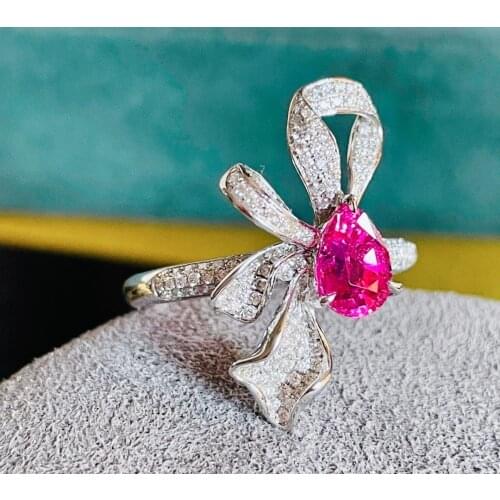 LR609 Fine Jewelry Solid 18K Gold Nature 1.21ct Red Ruby Gemstones Rings Women Fine Jewelry Presents the Six-word Admonition