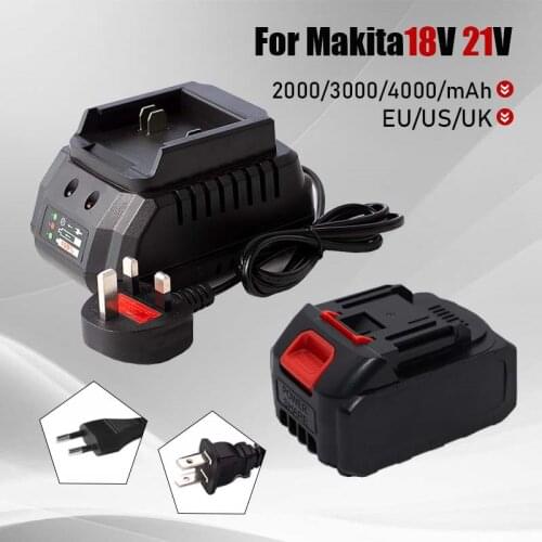 Makita Model 21V Battery Charger Adapter 2000-4000mAh Rechargeable Lithium Battery For 18V 21V Cordless Drill Jig Saw Wrench