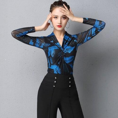 Latin Dance Practice Tops Female Long Sleeve Modern Dance Clothes Performance Rumba Tango Samba Salsa Training Clothing DQL4498