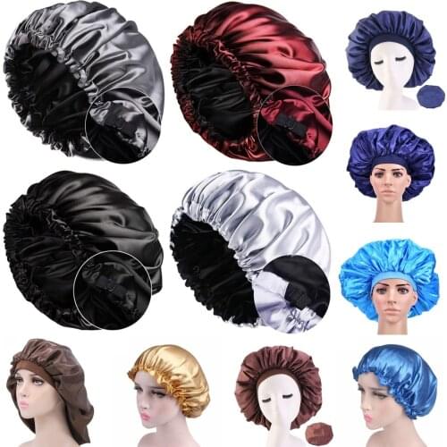 Women Men Satin Solid Sleeping Hat Hair Care Bonnet Nightcap Night Sleep Cap For Unisex Cap Bonnet