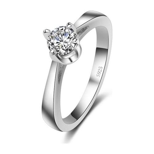 Trendy Ring for Women Female Real 925 Sterling Silver with 4 Claws 5A Cubic Zircon Engagement Propose Jewelry