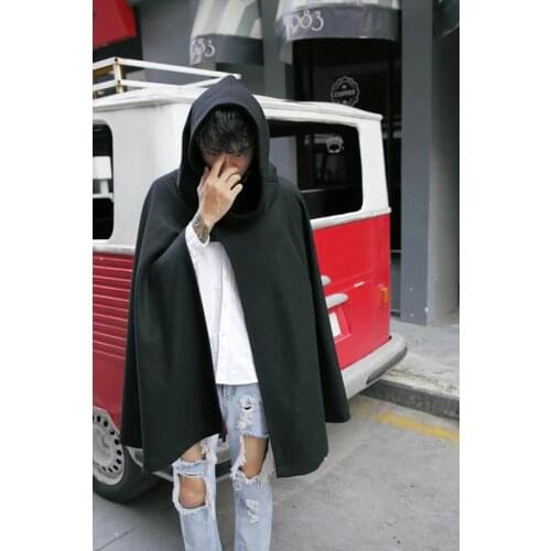 M-4XL winter hooded woolen coat in the long section loose shawl woolen coat mens cape cape large size mens coat fat people wea