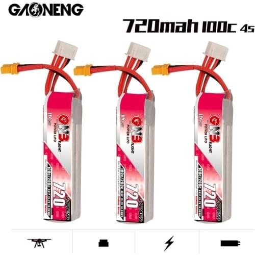 1-5pcs GAONENG GNB 720mAh 4S 15.2V HV rechargeable battery XT30U-F Plug 100C/200C for RC Tinywhoop FPV Frame Kit Racing DRONE