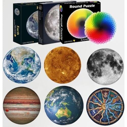 1000Pcs Puzzles Moon planet Jigsaw puzzle 3D Colorful Rainbow Round puzzle for adults Kids DIY Educational puzzles Toy
