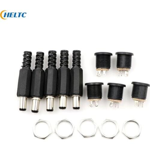 2/5/10pcs 12V 3A Plastic Male Plugs + Female Socket Panel Mount Jack DC Power Connector Electrical Supplies