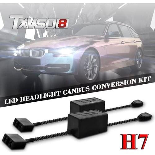 2 x H7 HID LED Headlight Can-bus Decoder Error Free Anti Flicker Wiring Harness Adapter Car Light Accessories Decoder Adapter