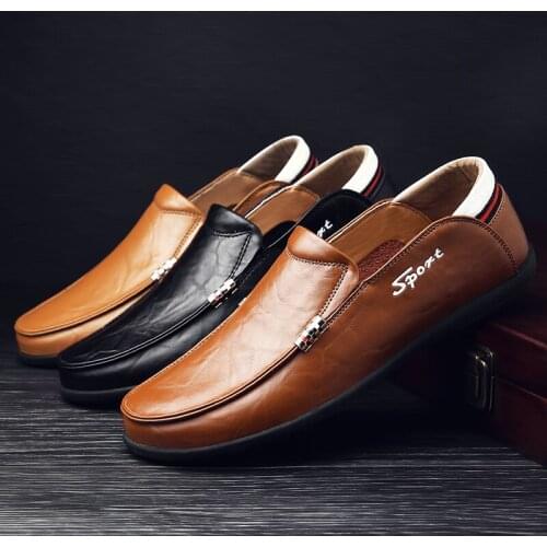 2020 New Fashion Men Shoes Casual Comfortable Anti Slip Male Shoes Slip On Genuine Leather Loafers Fast Shipping